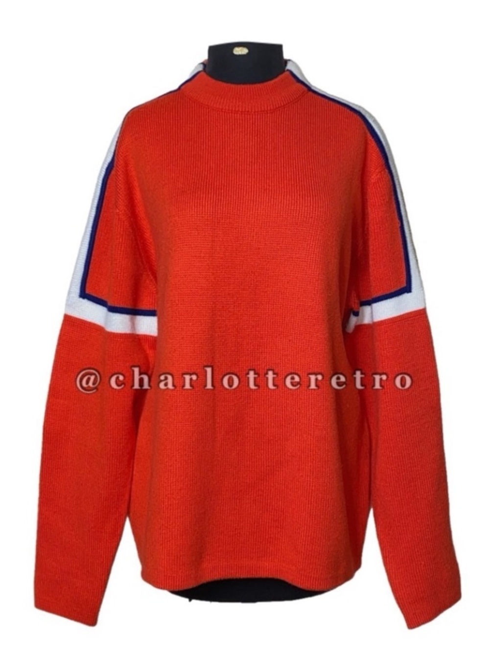 vtg Red Colorblock Acrylic Knit Sweater
